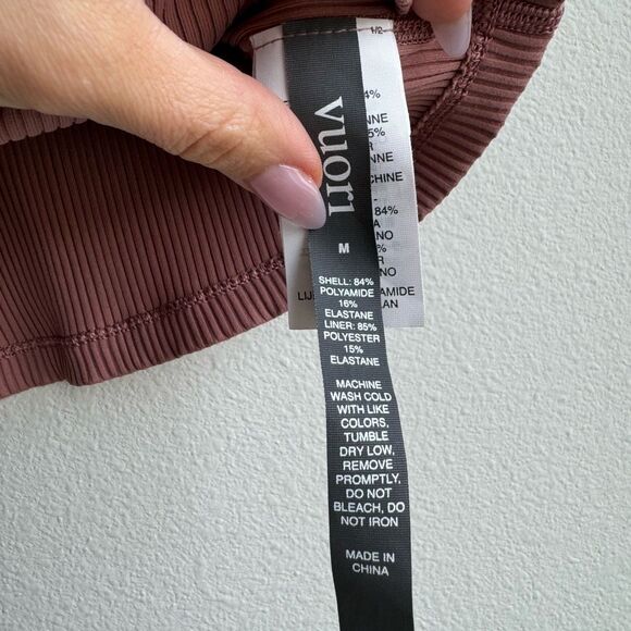 Vuori Rib Crop Top Pink Marsala Athletic Workout Gym Tank Strappy Size Medium - Picture 5 of 9